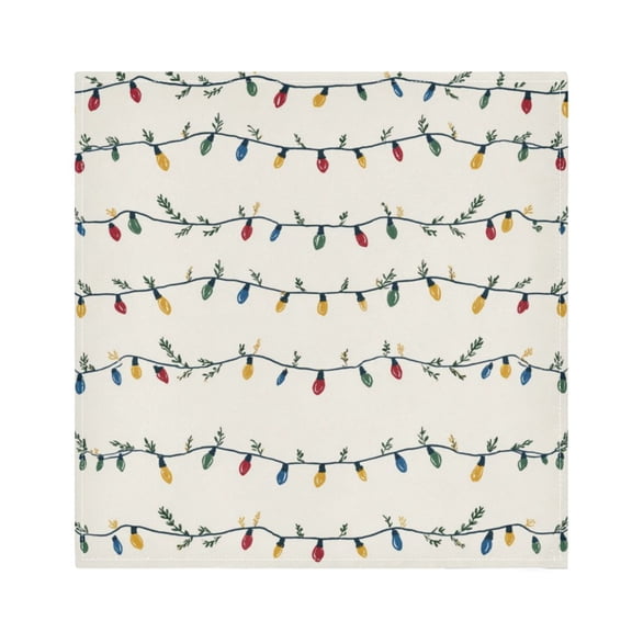 1 Pack 20'' x20" Satin Table Napkins Dinner Napkins for wedding Party Decoration events Colorful Christmas Lights Pattern