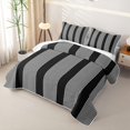 thumbnail image 3 of Castle Fairy Tribal Thin Vertical Stripe Twin Quilt Set 2 Pieces,Minimalism Wide Band Twin Coverlet Set,Black White,1 Bedspread and 1 Pillowcase, 3 of 7