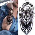 thumbnail image 1 of Tatuaje Temporal Impermeable Hombres Mujeres Falso Pegatina Lobo León Tigre, 1 of 4