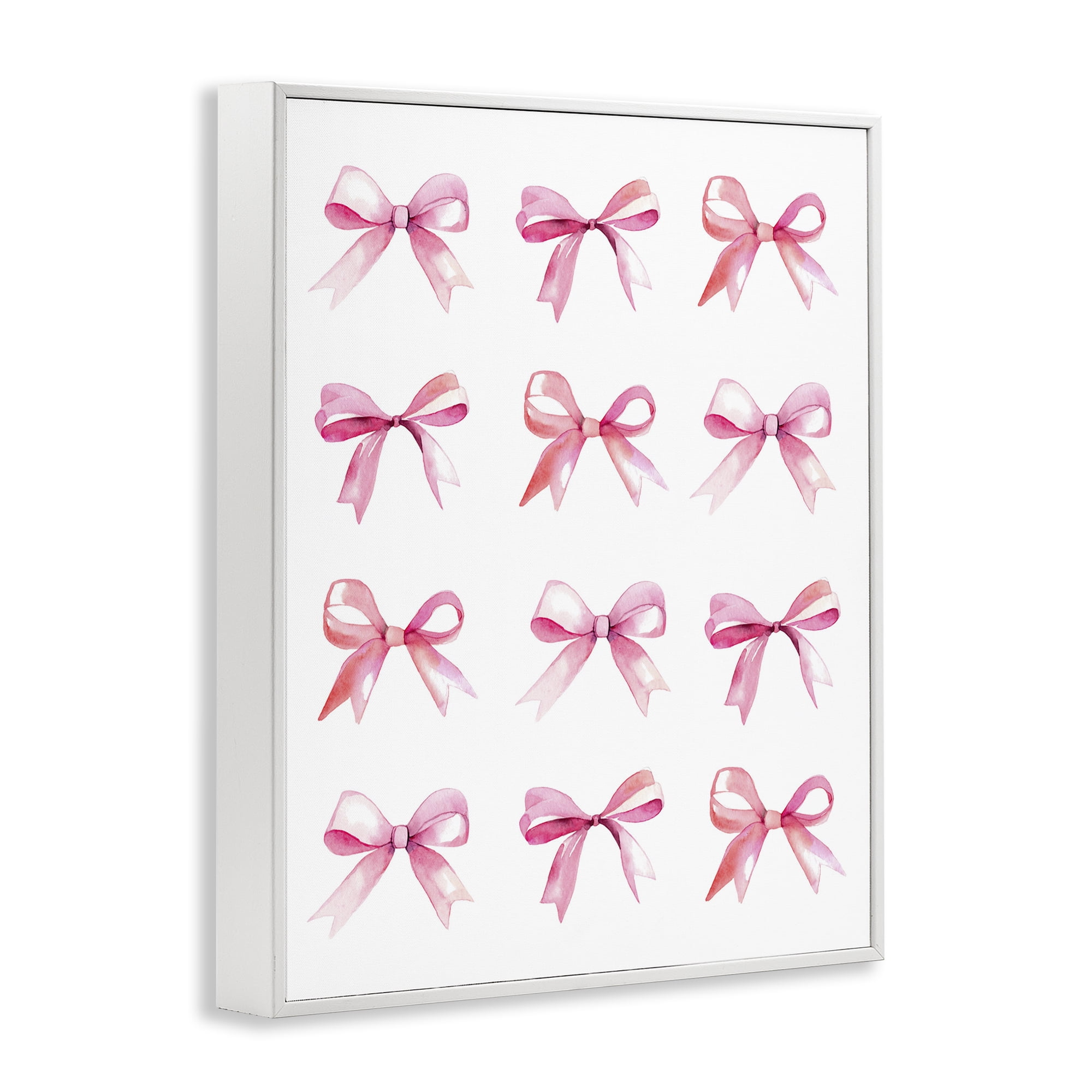 Stupell Industries Pink Bows Rows Beauty & Fashion Painting White Framed Art Print Wall Art, 16 x 20