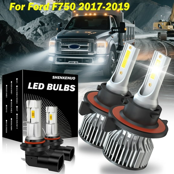 For Ford F750 2017-2019 LED Headlight Bulbs 9008 High/Low Beam 9145 Fog Light 6000k 4pcs