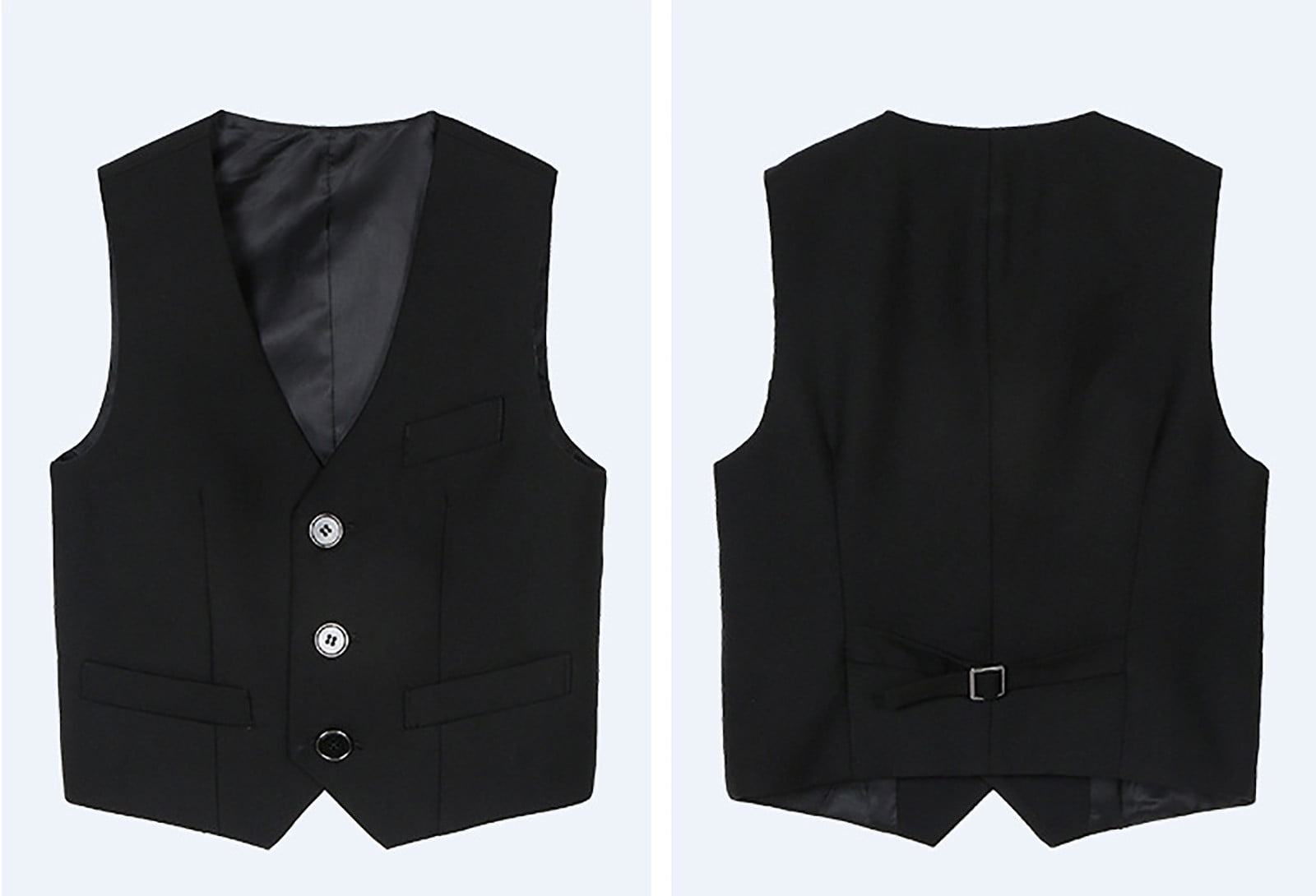 Gilet De Costume Formel Pour Garçon - 4 Boutons, Dos Réglable, 80% Polyester 20% Viscose, Pour Mariage, Fête, Spectacle