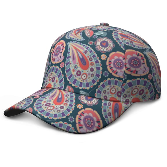 Boho Chic Adjustable Dad Hat - Colorful Mandala Ethnic Pattern Breathable Sports Cap for Hiking