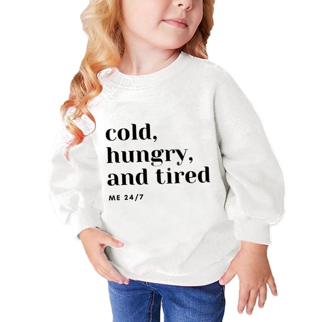 Chandail en Molleton à Col Rond pour Fille Automne et Hiver Imprimé Cœur Manches Longues Blanc 5-6T