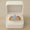 thumbnail image 3 of 5mm Square Shape Natural Blue Topaz 925 Silver Rose Vermeil Celtic Women Valentines Day Gifts Ring, 3 of 7