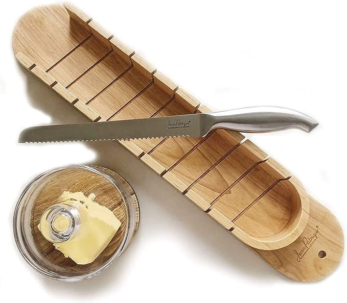 Jean-Patrique Baguette Bread Slicer & Knife Set | 2-piece Set Contains A Solid Beech Baguette Bread Slicing Board And A Professional Quality Stainless Steel Knife | From