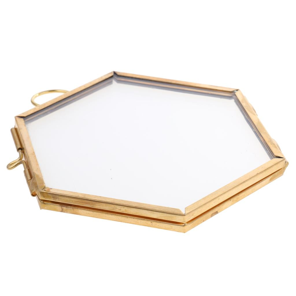 10PCS Hexagonal Glass Photo Frame Vintage Hanging Frame for Display, Glass Frame for Pressed Flowers, Picture, Collage, Portrait, Feathers, Leaves
