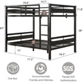 thumbnail image 2 of Honfach Metal Bunk Bed Full Over Full, Heavy Duty Metal Bed with Ladder and High Guardrail, Under-Bed Storage Space, No Box Spring Needed, Noise Free,Black, 2 of 8