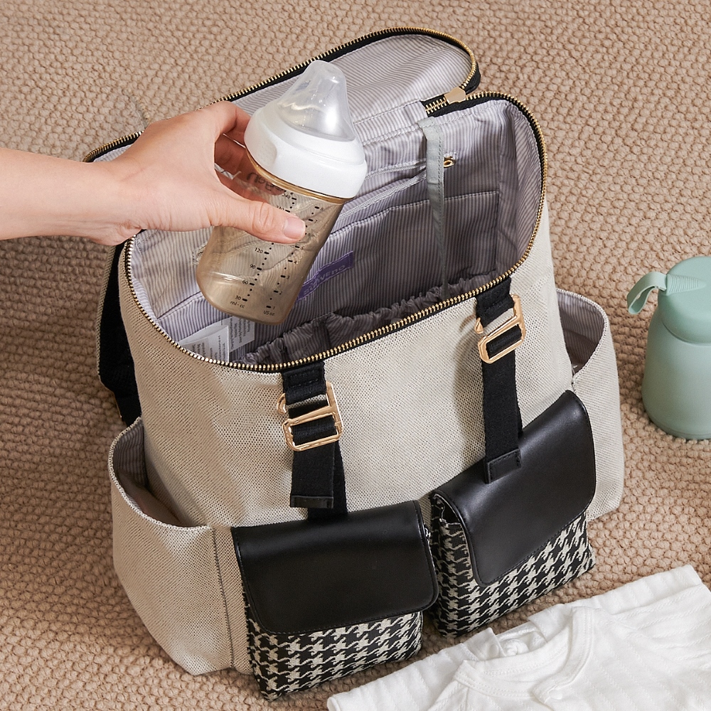 Sunveno Houndstooth Backpack Stylish Diaper Bag with Changing Pad