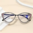 thumbnail image 6 of Ladies Handmade Diamond Reading Glasses 4.00 Women Black Frame Elegant Anti-blue Light Cat Eye Readers +4.00 Strength, 6 of 6