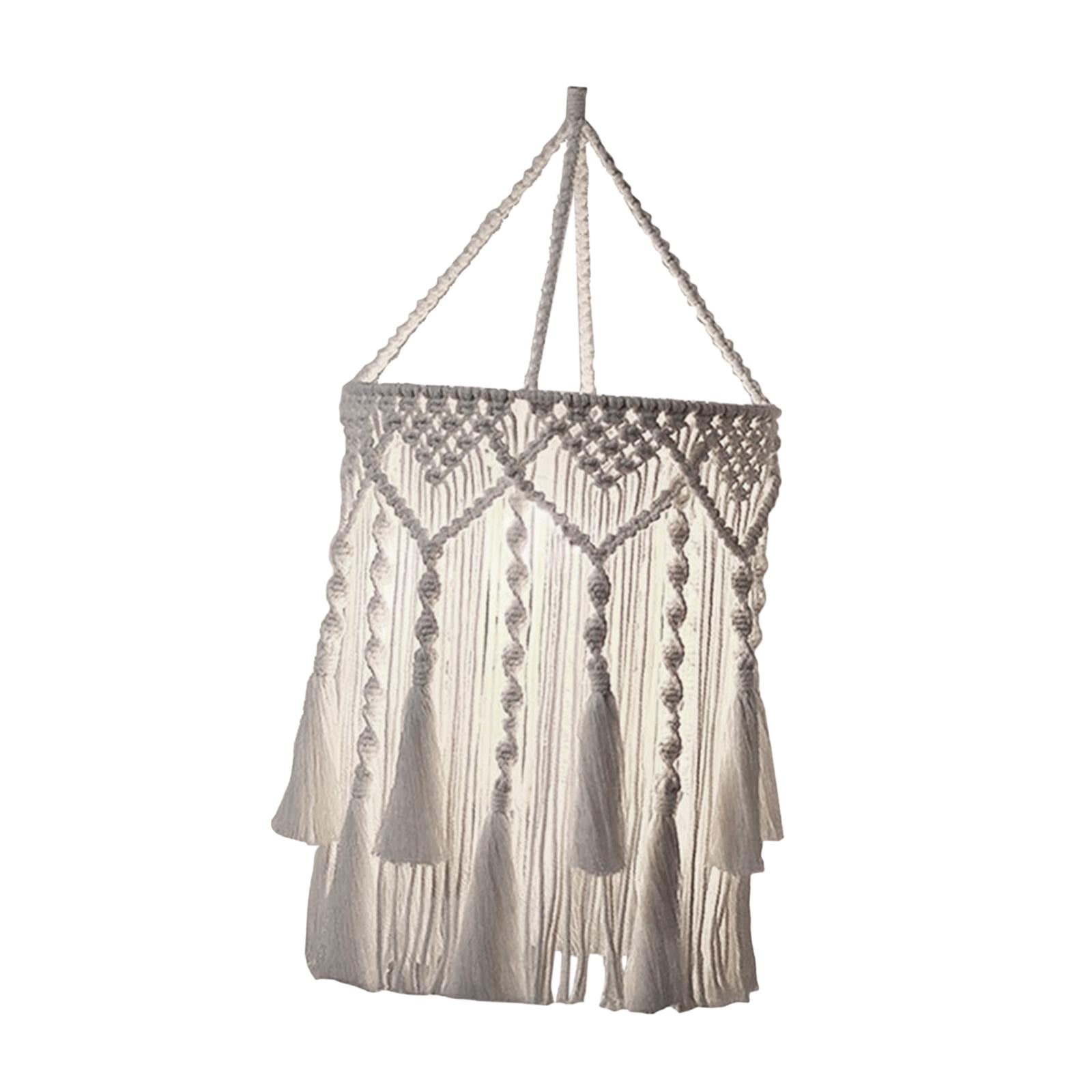 EHJRE Macrame Lamp Shade Boho Hanging Pendant Light Cover Light Fixtures Cover Ceiling Light Shade for Living Room Office Festival , A 30cmx75cm