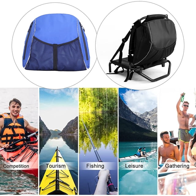 Kayak Chair Back Bag with Reflective Stripe Canoe Water Sports Inflatable Water Sports Storage Bags Oxford Cloth Paddle Board Pouch Surfing Canoeing Blue