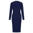 thumbnail image 2 of Elvqul Dresses Women Long Sleeve Plus Size Maxi Round Neck Solid Light Blue Ladies Dresses, 2 of 4