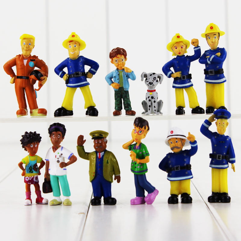 12Pcs/Set Fireman Sam Figure Toys 3-6cm Cute PVC Dolls Toy Elvis Norman Kid Gift 