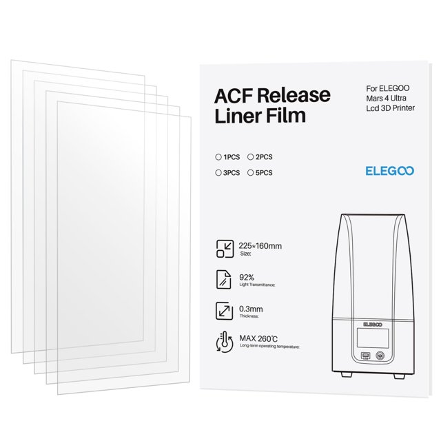 Impresora ACF Release Liner Film ELEGOO Mars 4 Ultra 3D, 5 unidades