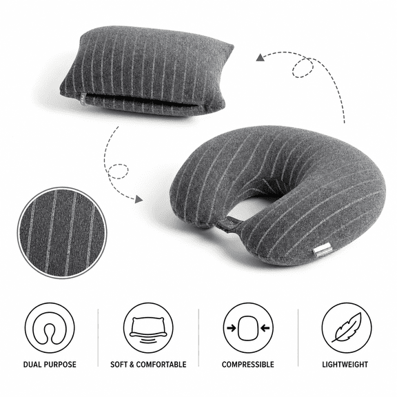 Deformation Pillow U Shaped Travel Pillow Dual Purpose Neck Pillow Drak Grey - Dark Gray