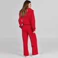 thumbnail image 4 of Mohiass Women's 2 Piece Lounge Sets Long Sleeve Half Zip Sweatshirts Wide Leg Drawstring Elastic Waist Pants Casual Tracksuit Red M, 4 of 6