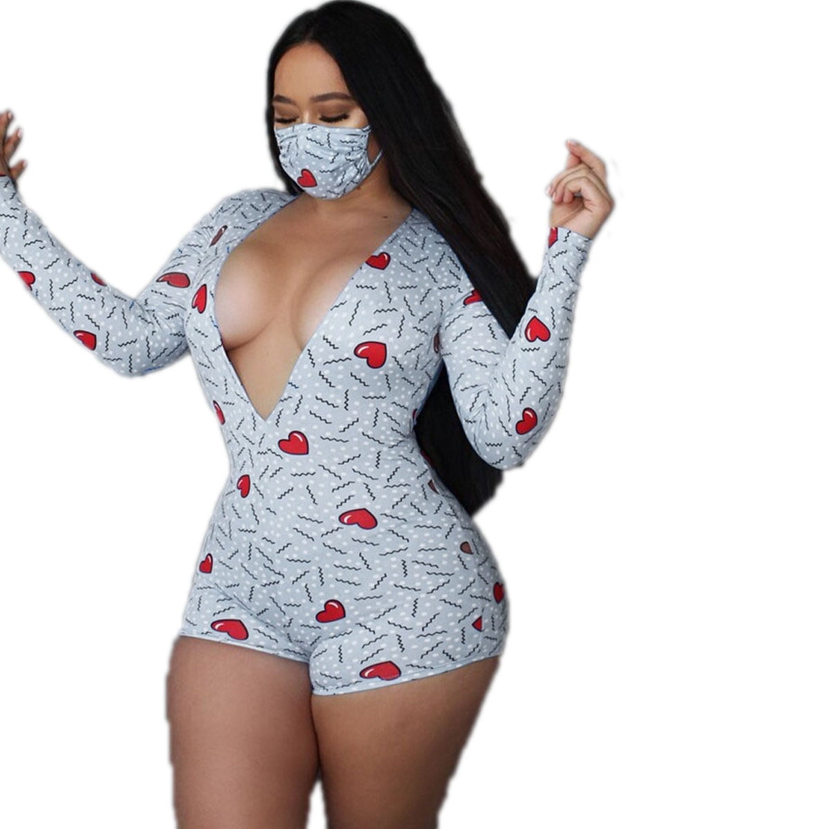 Ma&Baby Women V Neck Shorts Romper One Piece Floral Bodycon Jumpsuit