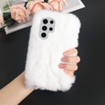 thumbnail image 2 of Compatible with Galaxy S24 Ultra Case Cute Plush Furry Case with Glitter Lanyard Strap Bling Diamond Camera Lens Protection Soft Fluffy Shockproof Cover for Women Girls, White, 2 of 10