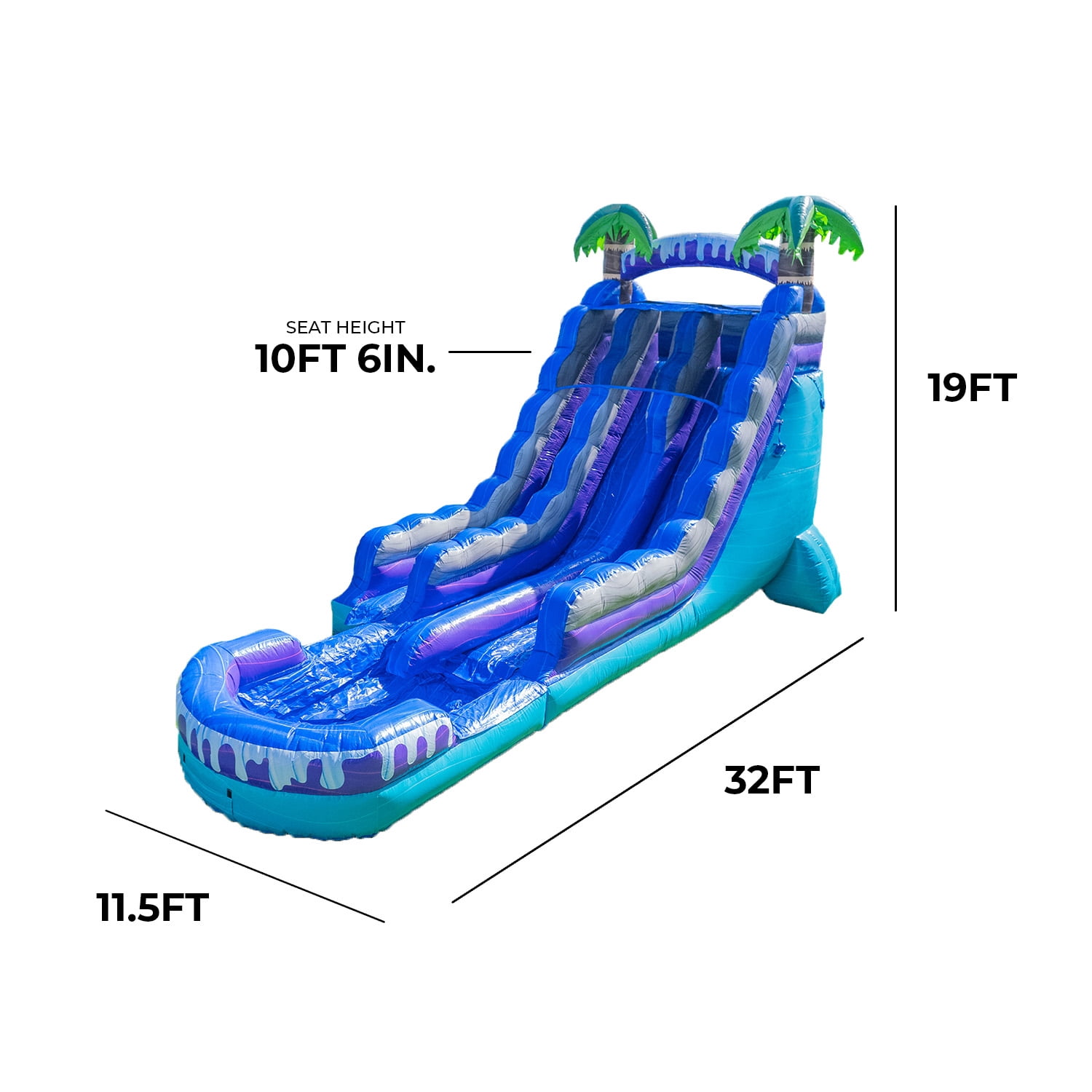 XJUMP Tropical Deep Sea 19' Dual Lane Side Loader Water Slide with Pool, for Kids and Adults, Commercial Grade PVC Vinyl, Outdoor Backyard Fun, Blow up Water Park, (Blower Included)