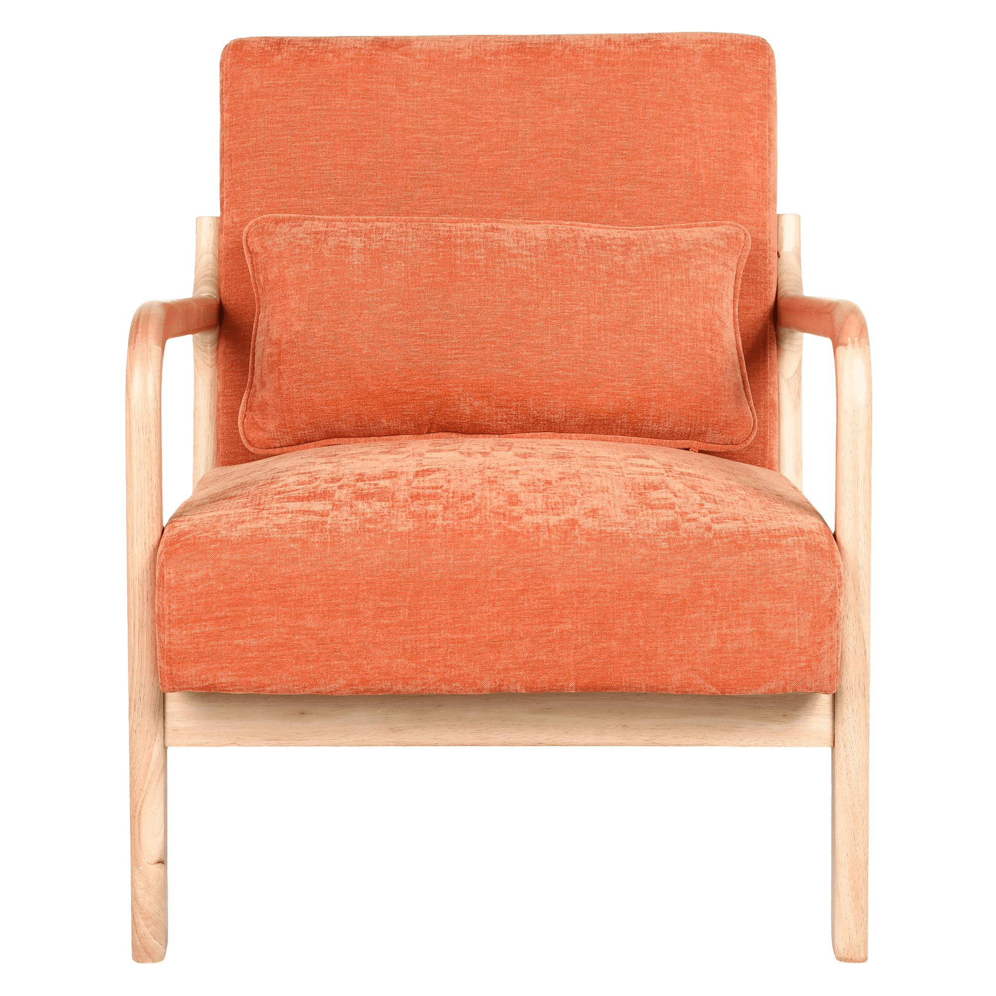 Jopath Accent Chair,Mid Century Modern Armchair with Solid Wood Frame and Detachable Lumbar Pillow for Living Room,Bedroom,Office(Orange)