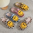 thumbnail image 2 of ZELAND Cozy Leopard Print Smiley Face Cotton Slippers for Couples - Thick Sole Non-Slip Indoor Winter House Shoes for Men & Women, 2 of 5