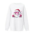 thumbnail image 5 of SwiftWear Women's Christmas Santa Bubble Gum Print Sweatshirt Cozy Fleece-Lined Crewneck Pullover with Pink Sunglasses Graphic, Festive Holiday Casual Top White, 5 of 5