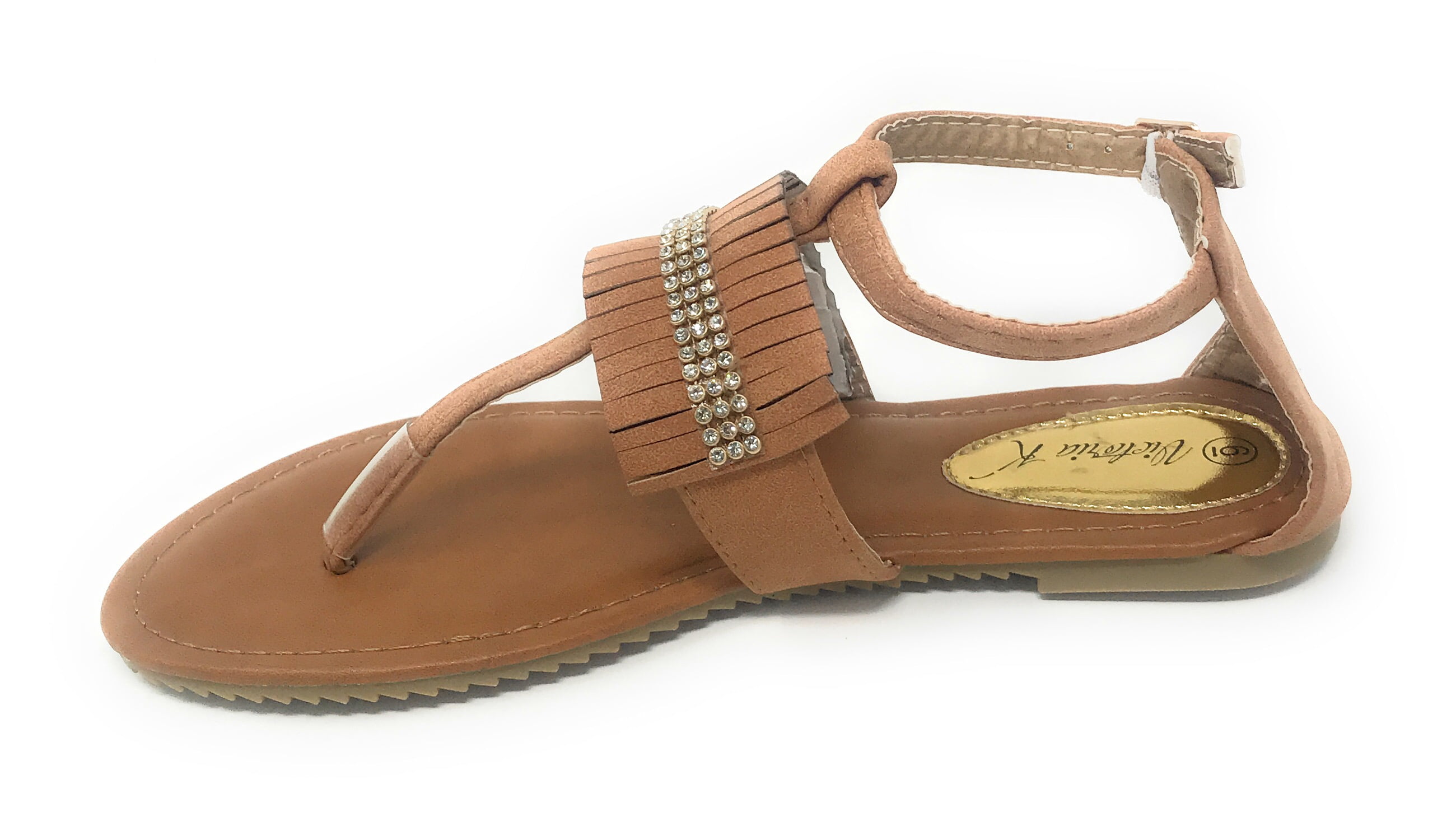 Victoria K Women's Fringed and Rhinestone Sandals