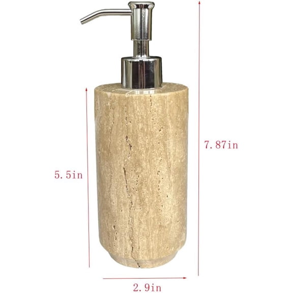 Natural Beige Travertine Refillable Bathroom Liquid Dispenser, Lotions Soap Container