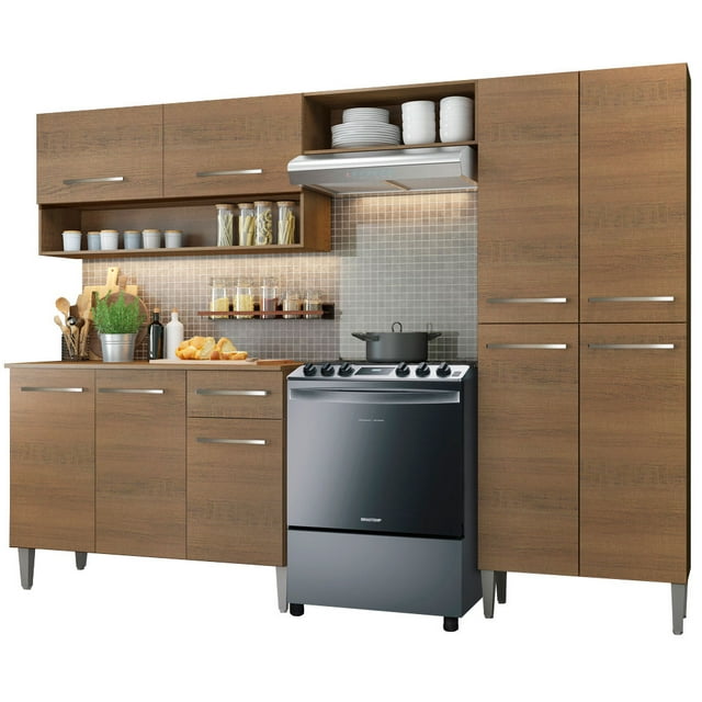 Cocina Integral Madesa Emilly Sin Tarja 229cm Marrón. Madesa Emilly