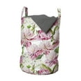 thumbnail image 1 of Floral Laundry Bag, Watercolor Style Blush Toned Flowers and Leaves Bouquet Spring Design Print, Basket with Handles Drawstring Closure for Laundromats, 13" x 19", White Multicolor, by Ambesonne, 1 of 4