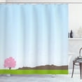 thumbnail image 1 of Landscape Shower Curtain, Pattern of Floating Cherry Blossoms Tree Open Pastel Sky Scene, Fabric Bathroom Set with Hooks, 69W X 75L Inches Long, Taupe Green Pink and Blue, by Ambesonne, 1 of 2