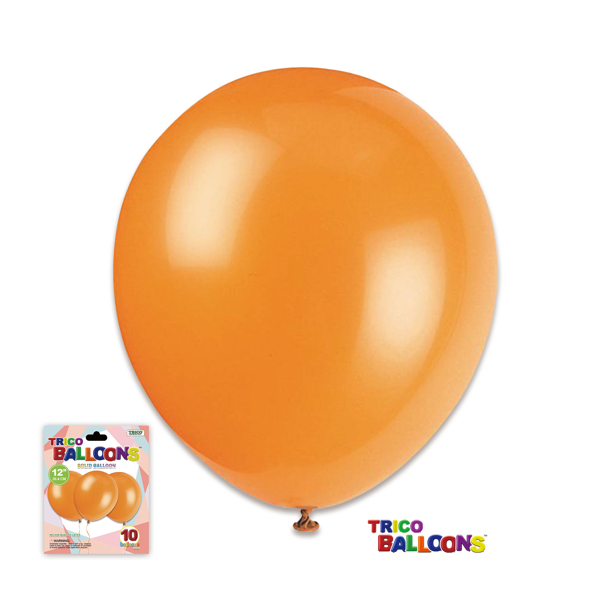 12" Helium Solid Latex Balloons 50 Count Package Orange Bright
