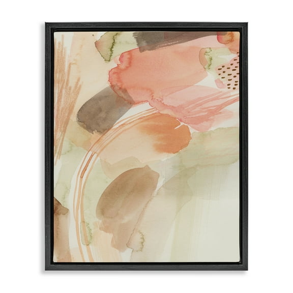 Stupell Industries Pink & Beige Abstraction Abstract Painting Black Floater Framed Canvas Art Print Wall Art, 17 x 21