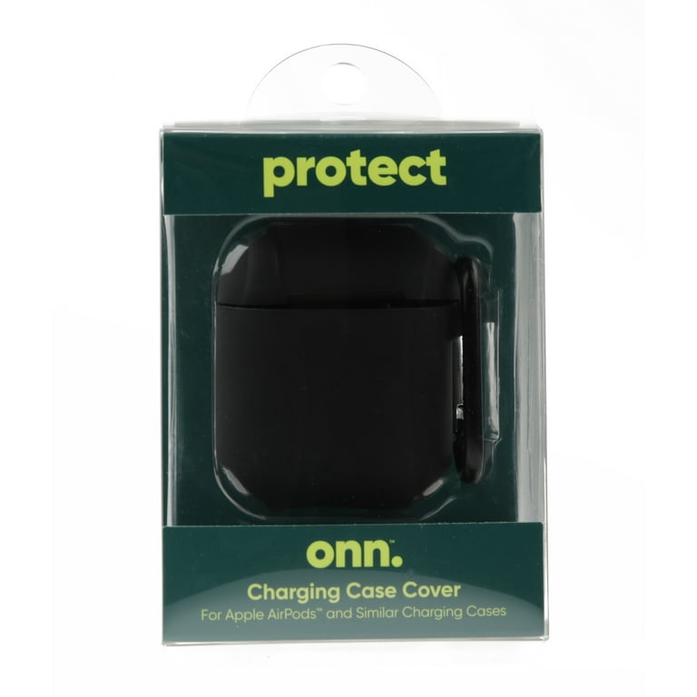 Onn. Charging Case Protective Skin for Wireless Earphones, Black