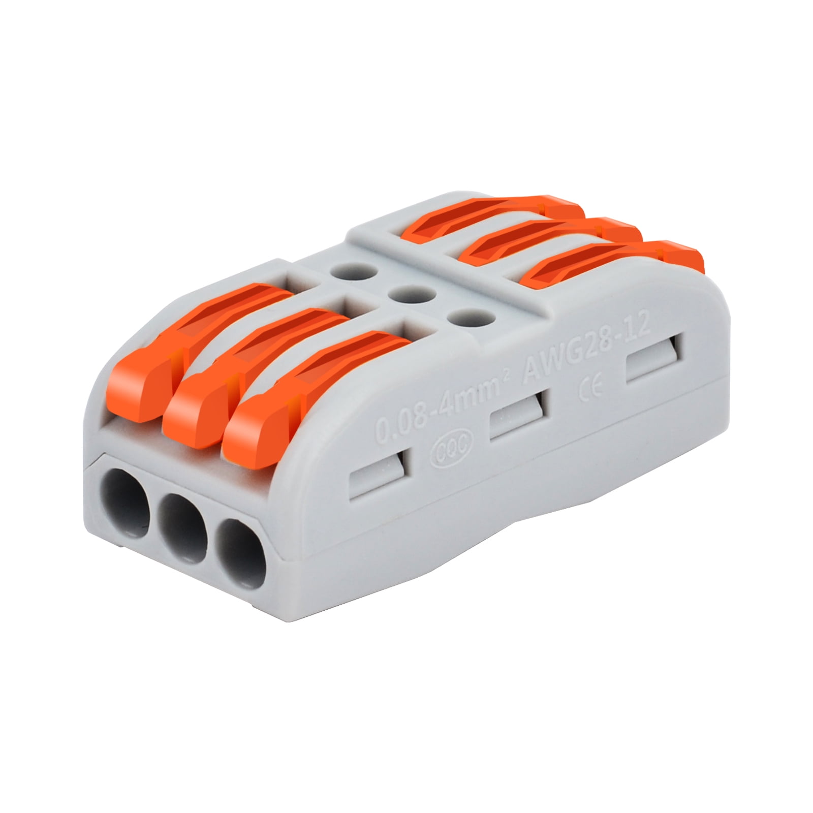 GREENCYCLE 3 Conductor Compact Connectors Lever-Nut Wire Connectors for 2 or 3 Circuit Inline Splices 28-12 AWG ,one-to-one quick terminal block splicing type (50 Pcs)