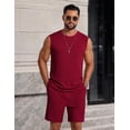 thumbnail image 3 of COOFANDY Men' Summer Beach Outfits Jacquard Knit Short Set Lounge Casual Tracksuit Lightweight Knit Set, 3 of 6