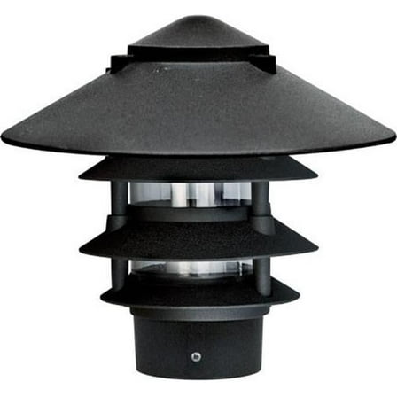 Dabmar Lighting D5100-L6-RGBW-310-B 120V E26 LED 6W RGBW Powder Coated 4-Tier Cast Aluminium Pagoda Light - 3 in. Base & 10 in. Top, Black