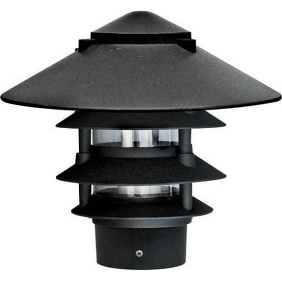 Dabmar Lighting D5100-L6-RGBW-310-B 120V E26 LED 6W RGBW Powder Coated 4-Tier Cast Aluminium Pagoda Light - 3 in. Base & 10 in. Top, Black