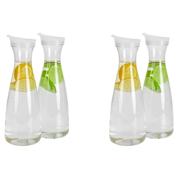 4 Piezas Garrafas de Agua de Plástico de 1 L con Tapas Abatibles Blancas, Jarras Inastillables Reciclables Y de Alimenticio, Tarro de Jugo