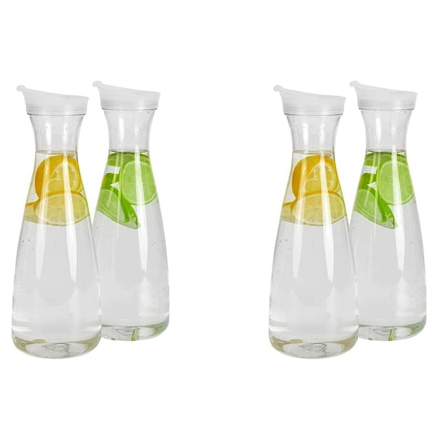 4 Piezas Garrafas de Agua de Plástico de 1 L con Tapas Abatibles Blancas, Jarras Inastillables Reciclables Y de Alimenticio, Tarro de Jugo