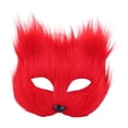 thumbnail image 3 of Máscara de media cara de Animal, máscara facial de Halloween, Cosplay, cubierta facial para adultos, máscara de Mardi Gras, fiesta de Carnaval festiva Rojo, 3 of 10