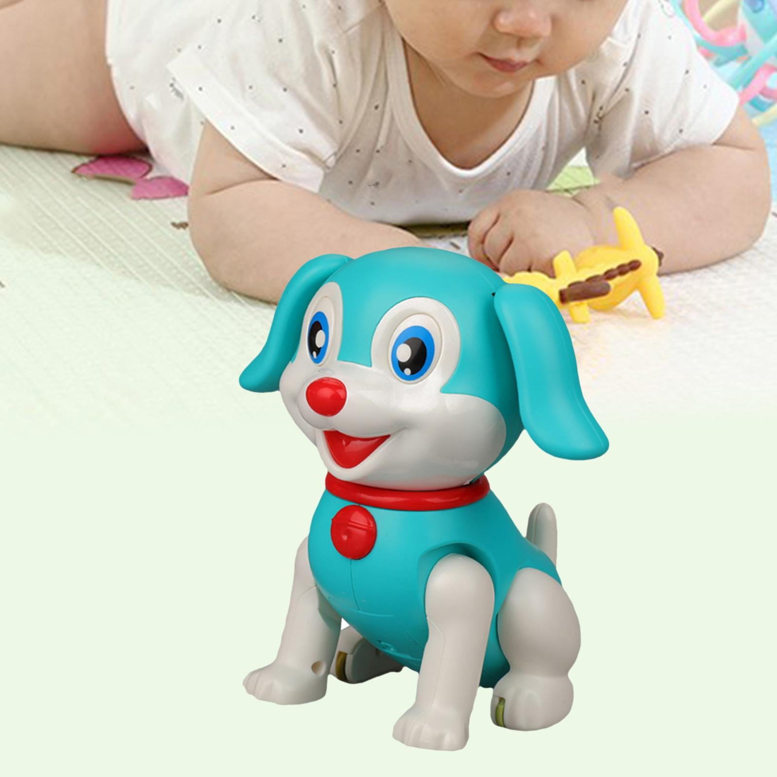 Cartoon Animated Electronic Dog with Jumping Ear Walking Singing for Kids Ages 3 and Toy Gift Party Favors Blue
