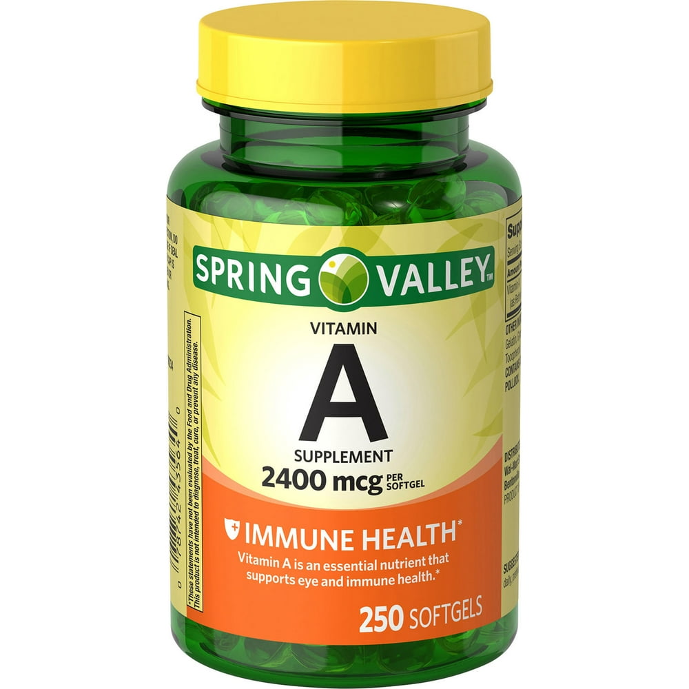 Spring Valley Vitamin A Softgels, 2400mcg, 250 Count