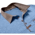 thumbnail image 6 of Mens Plus Size T-shirts Color-blocking Button Lapel Short Sleeve Pullover Loose Office Buiness Shirt with Pocket Blue S-3XL, 6 of 6