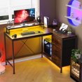 thumbnail image 4 of Gaming Desk L-Shaped Desk with 3 Drawers, 47.3" Corner Computer Desk with USB Charging, Power Outlets, Monitor Stand, LED Lights, Reversible Design, 4 of 8