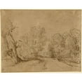 thumbnail image 2 of Rembrandt van Rijn 18x15 Gold Ornate Wood Frame and Double Matted Museum Art Print Titled - A Wooded Road (1650), 2 of 4
