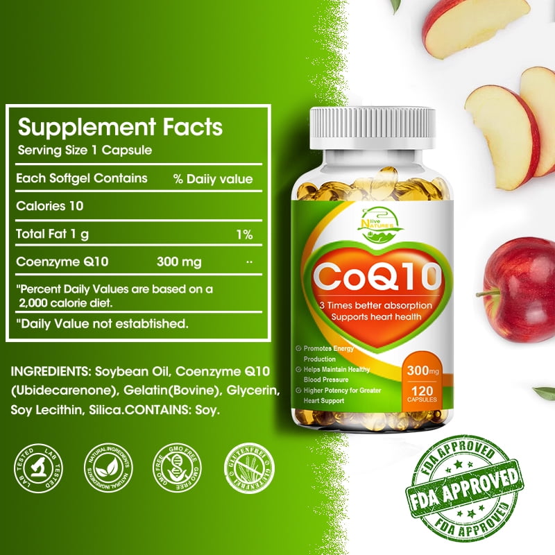 Nature's Live CoQ10 Mega Ubiquinol Supplement 300mg Heart Health,Energy Stamina,240 capsules