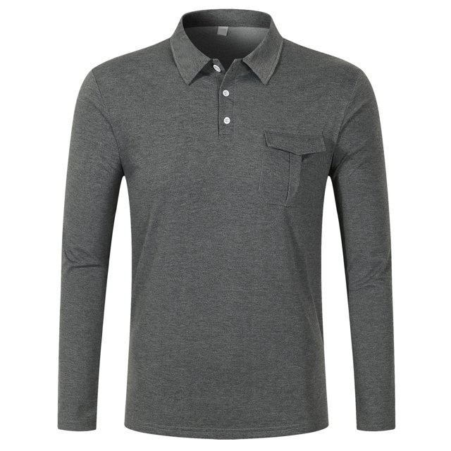 Blusa y camisa de manga larga con cuello vuelto para hombre, informal, de moda, con botones y bolsillo.