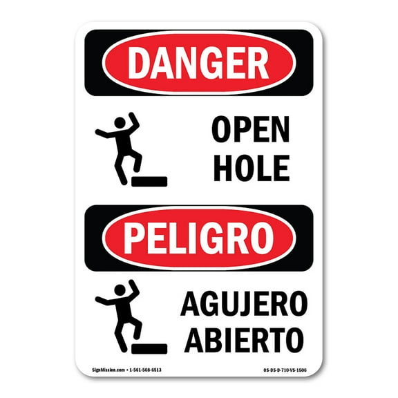 OSHA Danger Sign - Open Hole | Plastic Sign | Protect Your Business, Construction Site, Warehouse & Shop Area |  Made in The USA